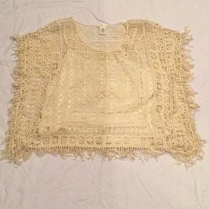 Super Cute beige fringe sweater with cami